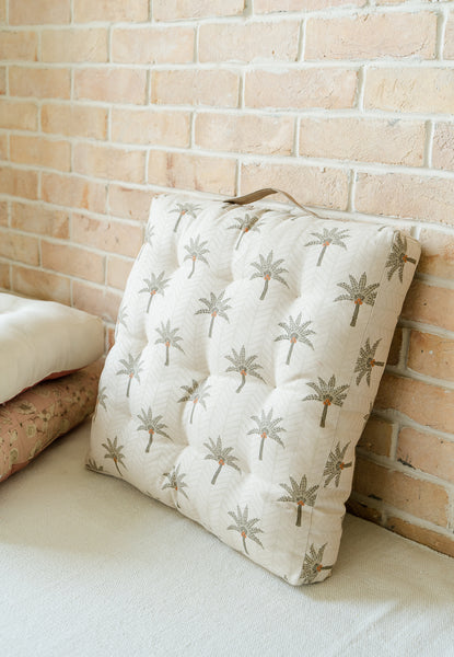 The Calm Palm  Floor Cushions in Grey