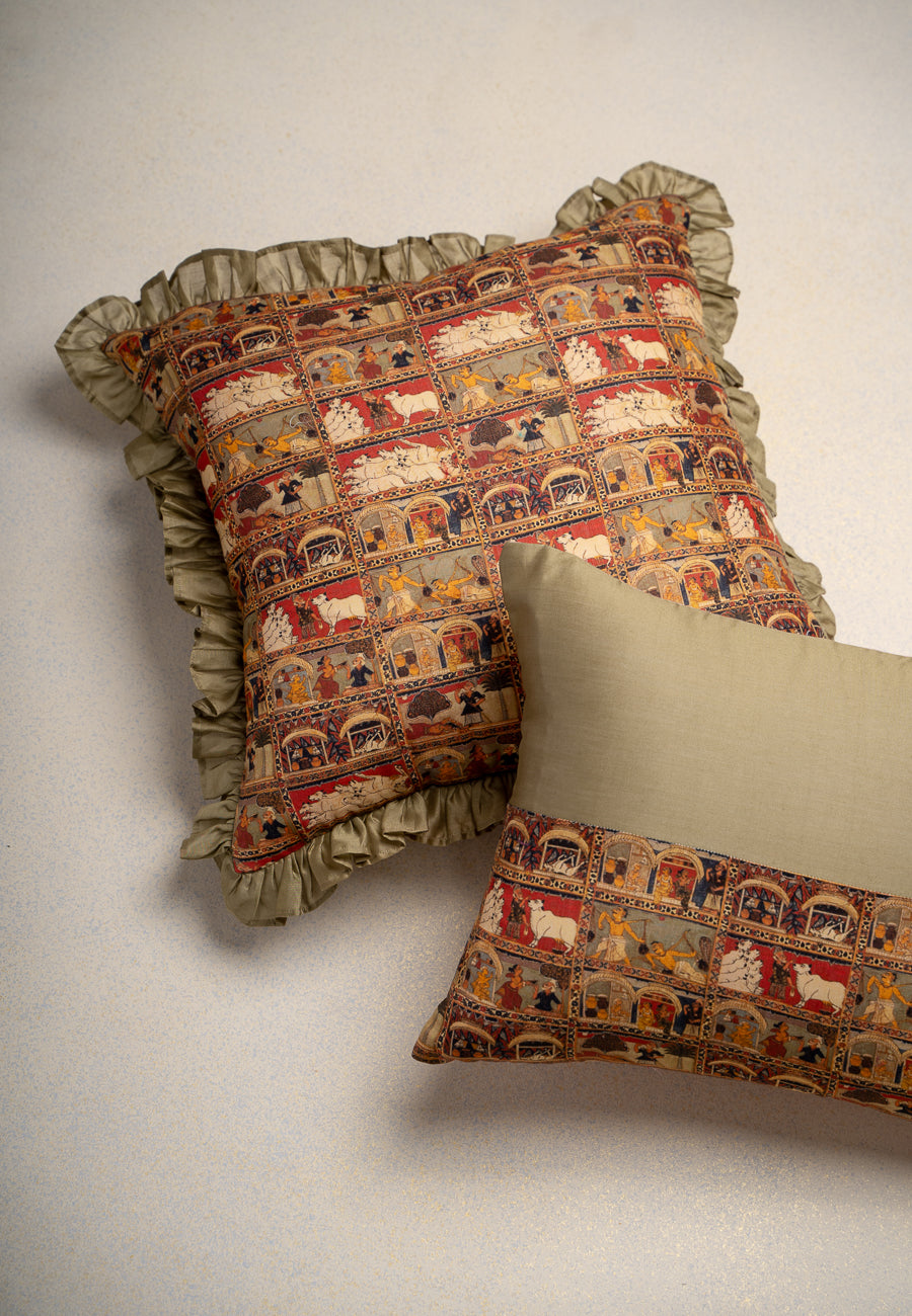 Pichwai Silk Cushion