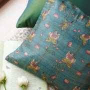 Radiant Teal Silk Cushion