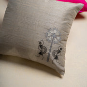 Tribal Tales Silk Cushion-Grey