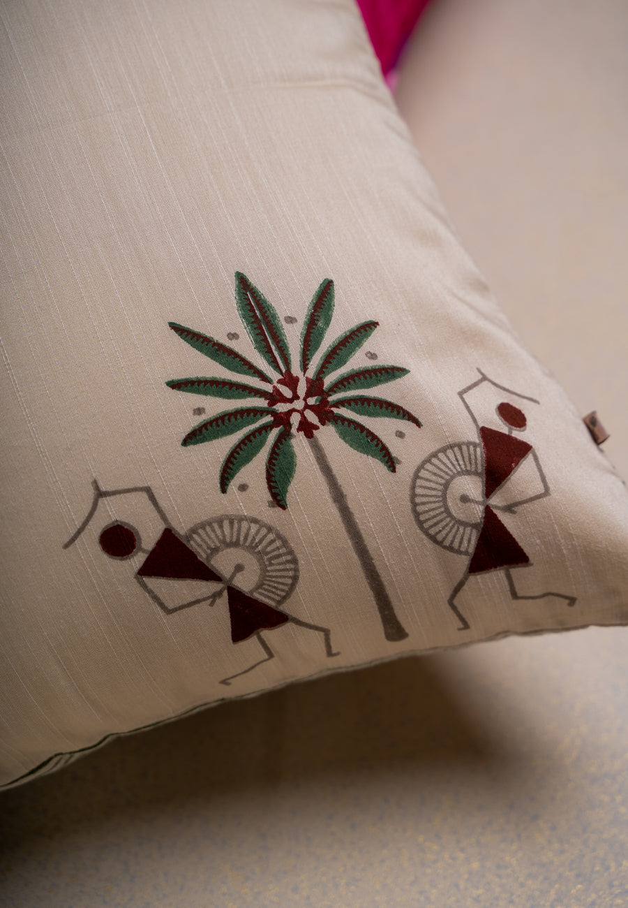 Tribal Tales Silk Cushion -White