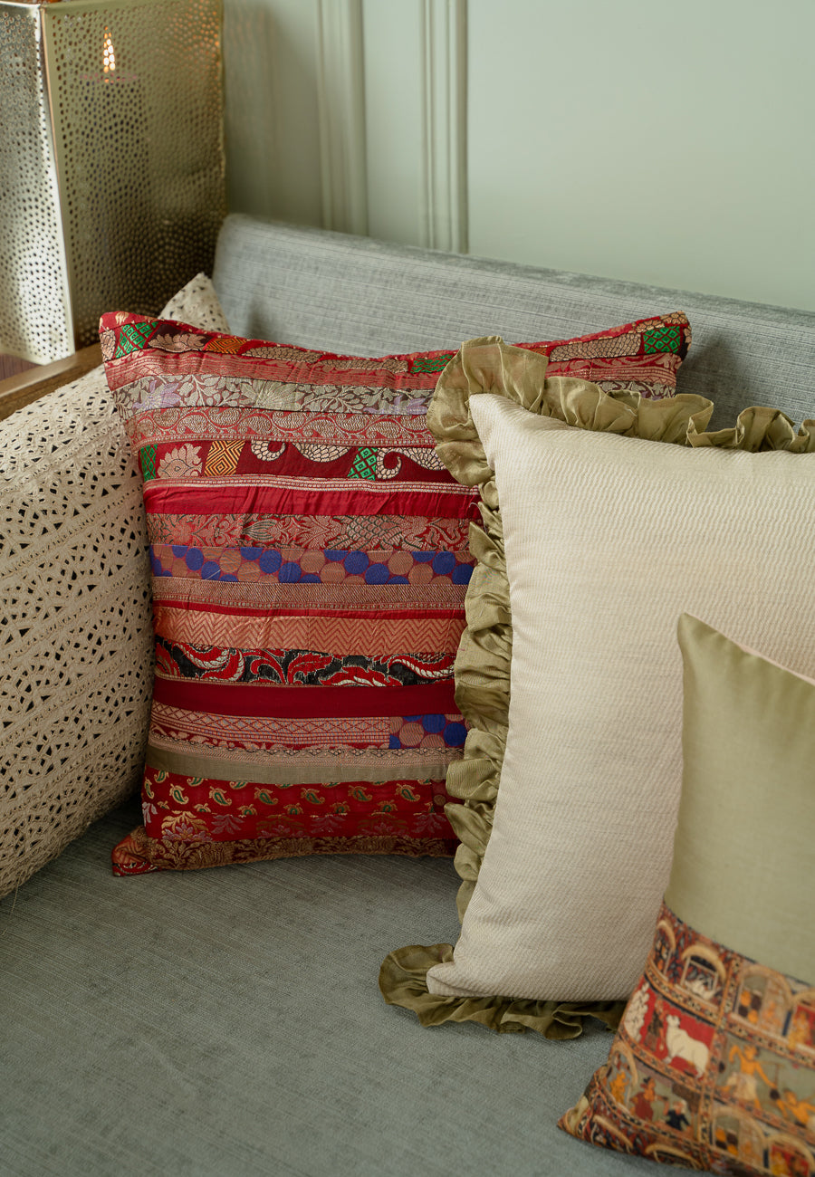 A Silk Mosaic in Red Cushion