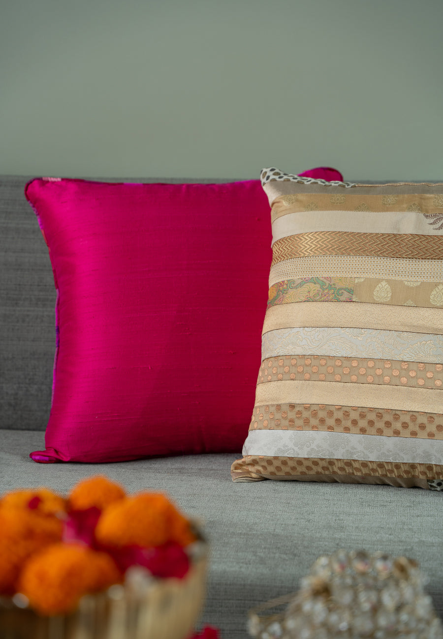 Gulabi Solid Silk Cushion