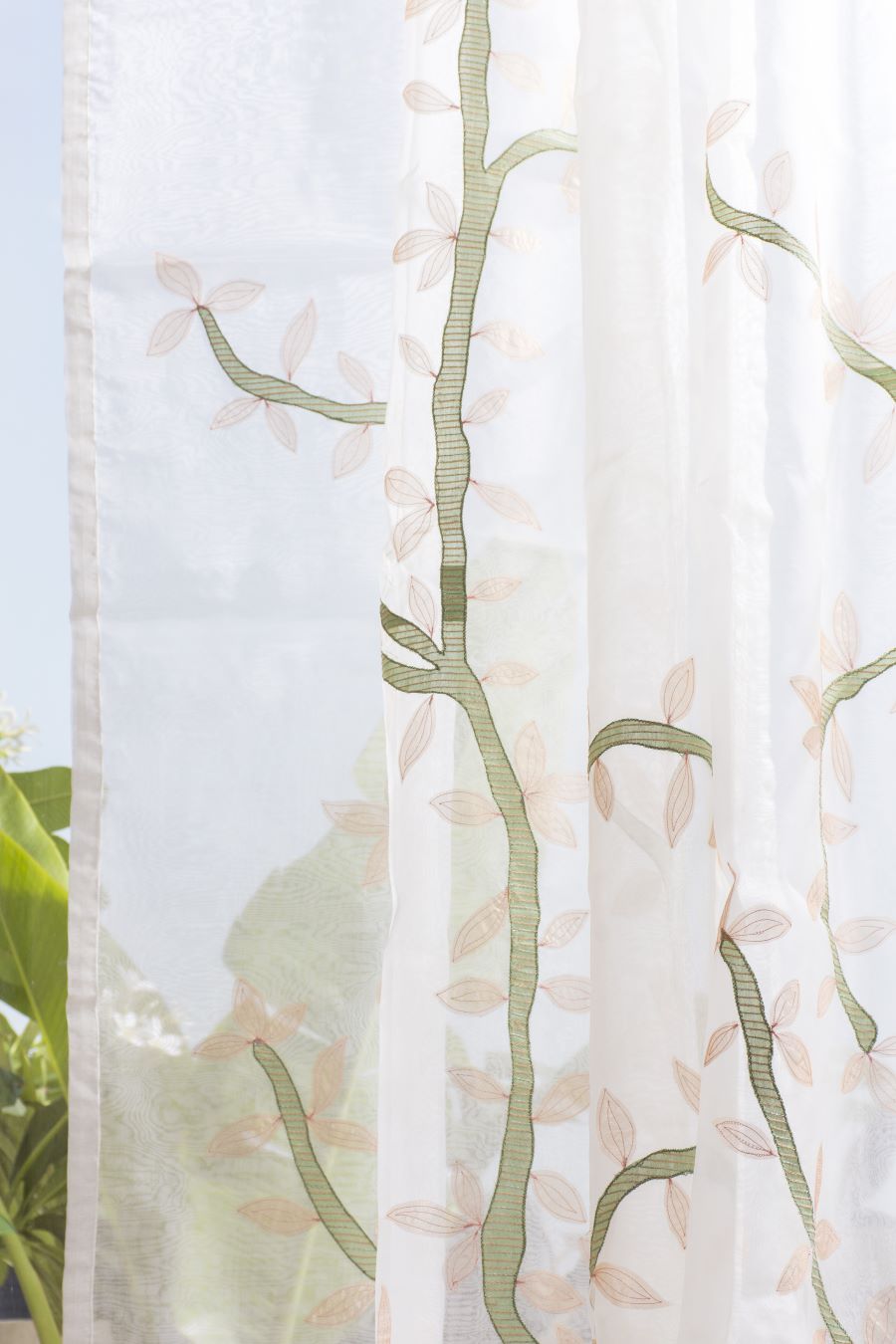 Verdant veins sheer curtain