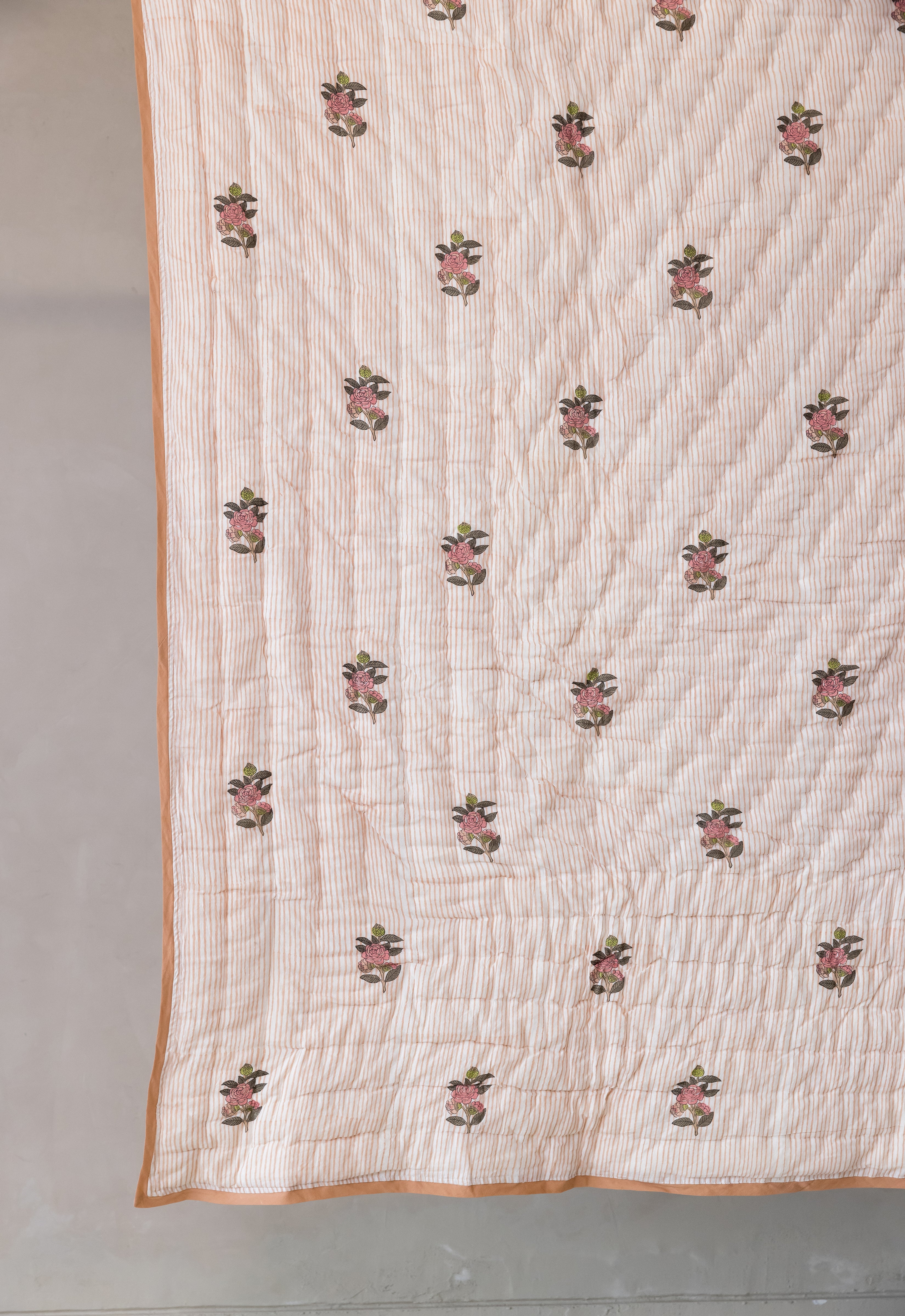 Rosey Radiance Sriped Quilt