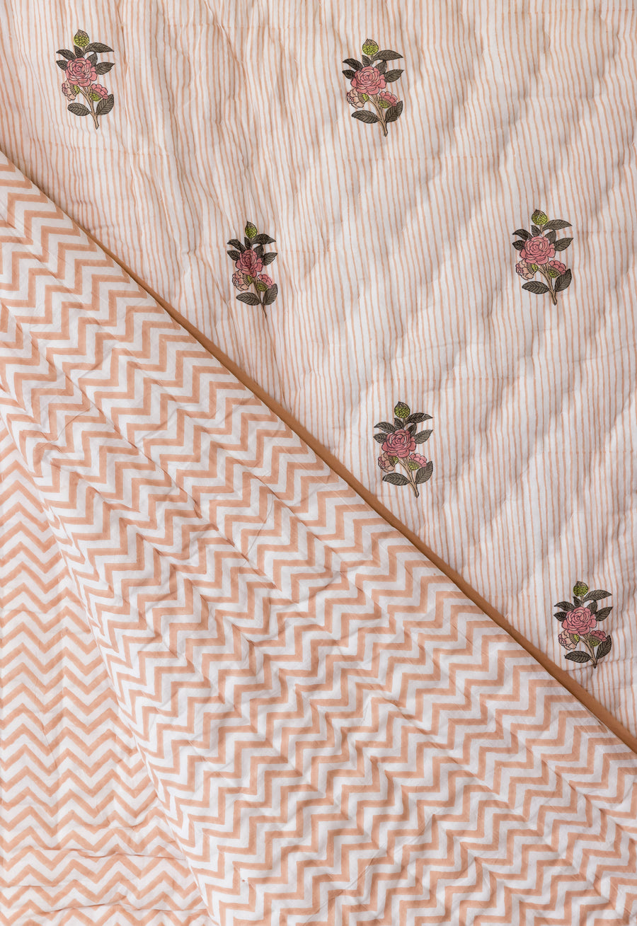 Rosey Radiance Sriped Quilt