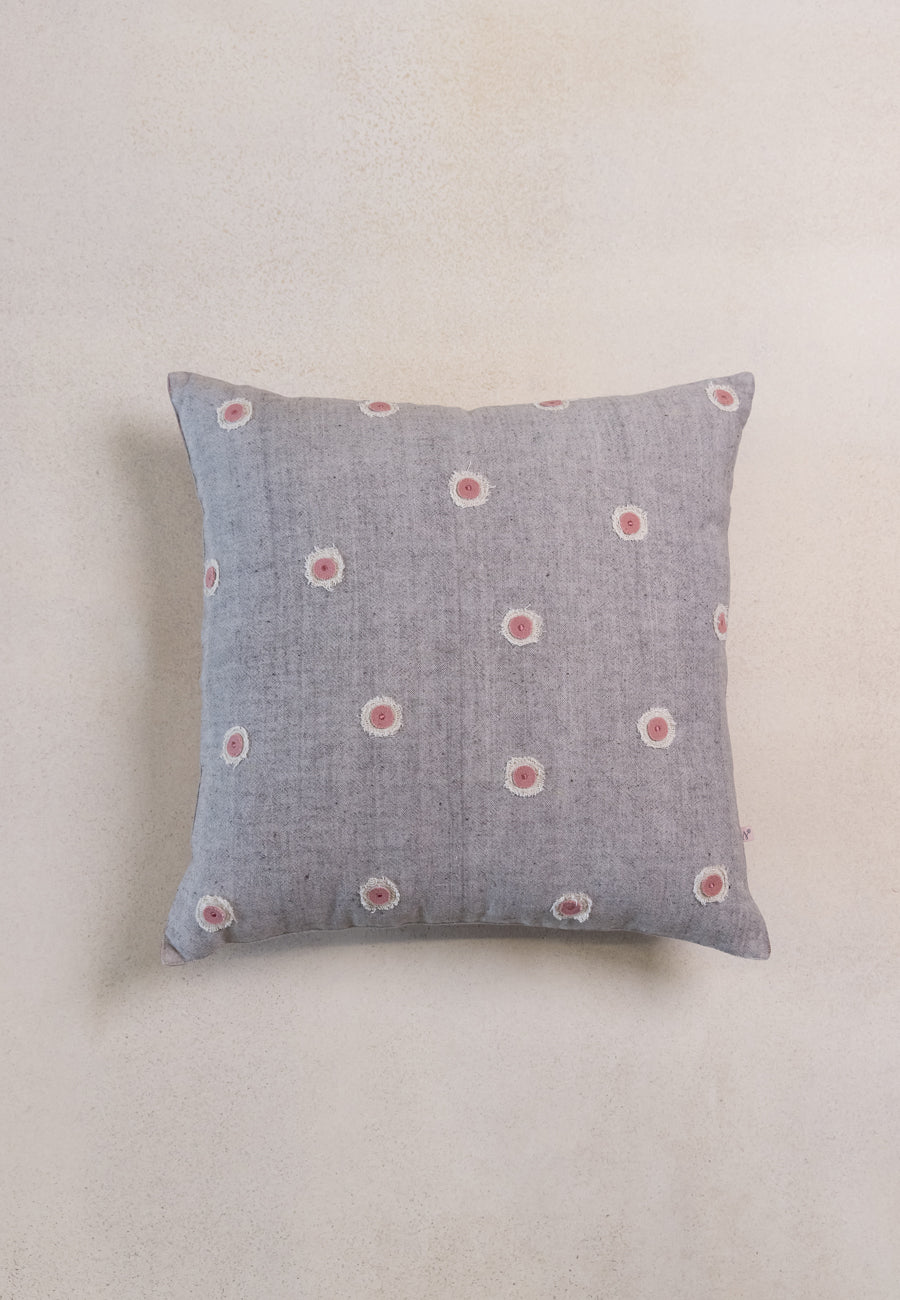 Punto-platonic Embroidered Cushions in Grey Pink