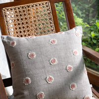 Punto-platonic Embroidered Cushions in Grey Pink