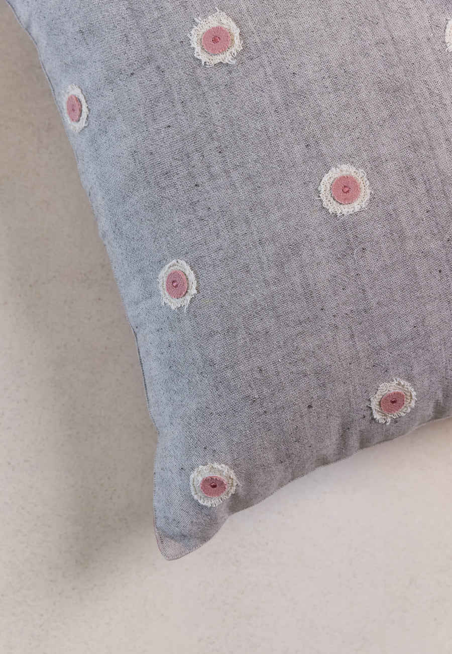 Punto-platonic Embroidered Cushions in Grey Pink
