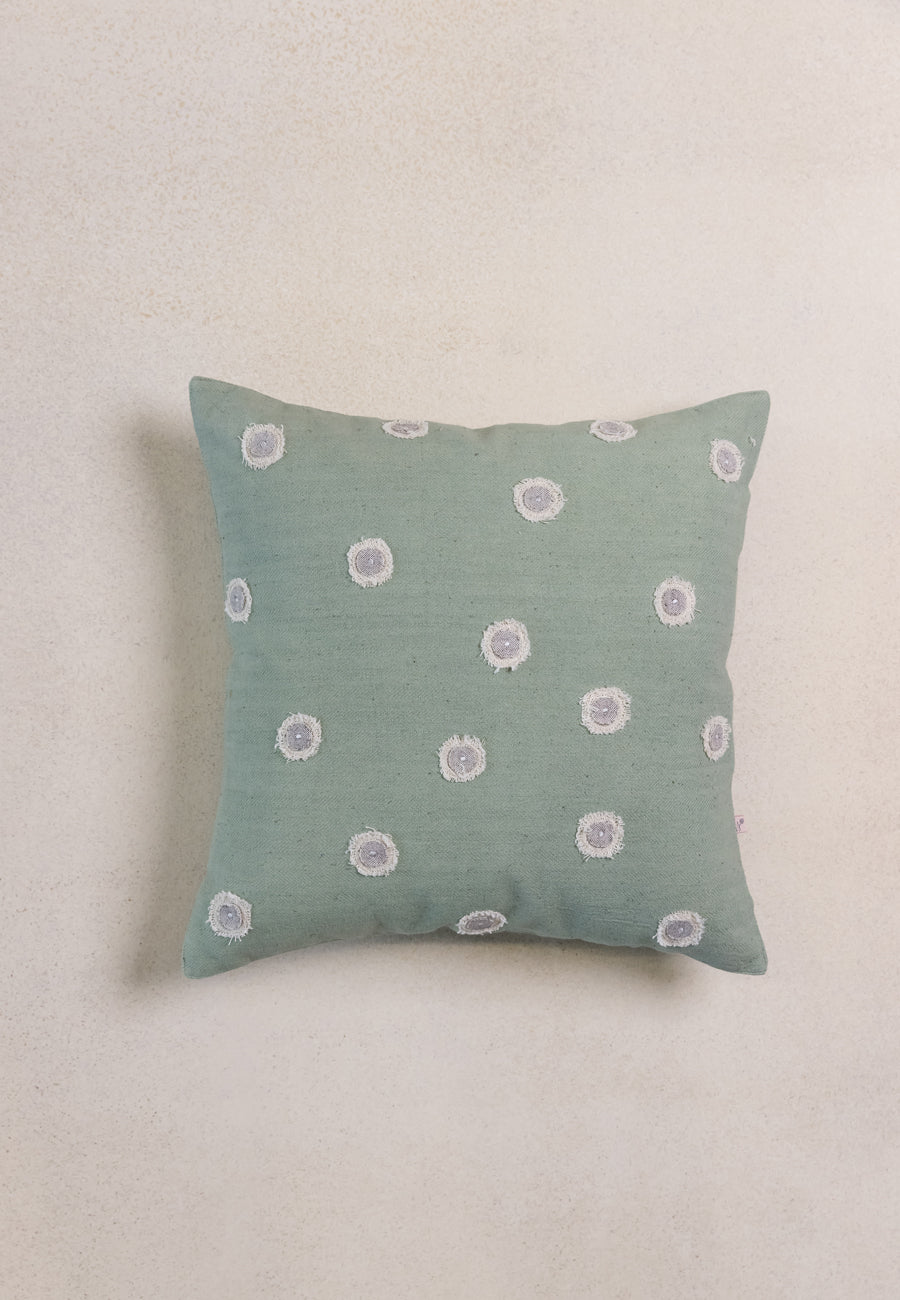 Punto-platonic Embroidered Cushions in Green Grey