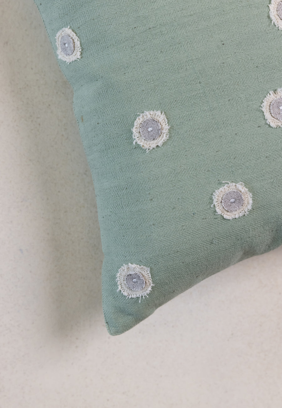 Punto-platonic Embroidered Cushions in Green Grey
