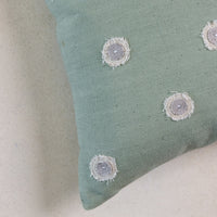 Punto-platonic Embroidered Cushions in Green Grey