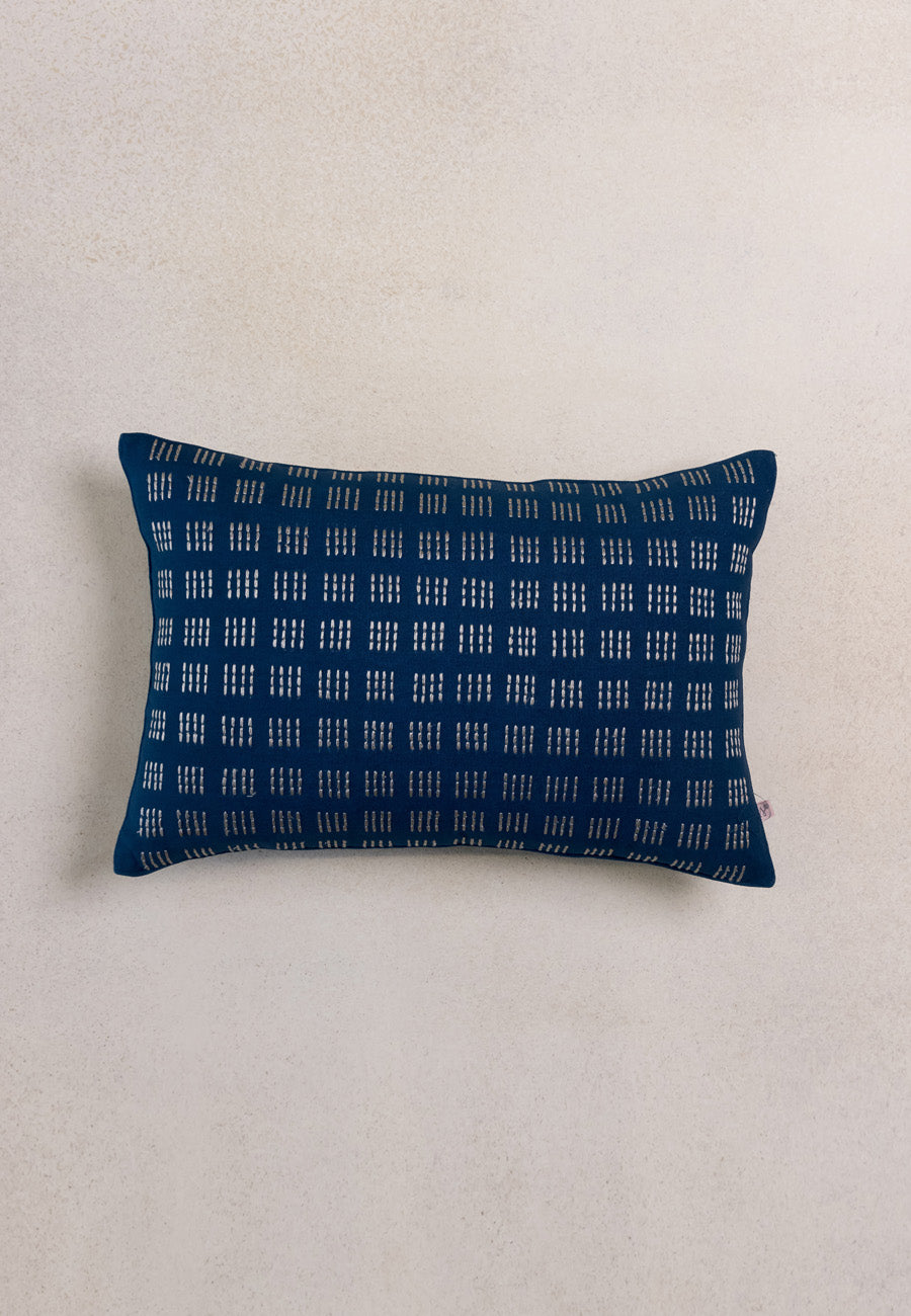 A Stitch in Time Embroidered Cushions in Blue Creme