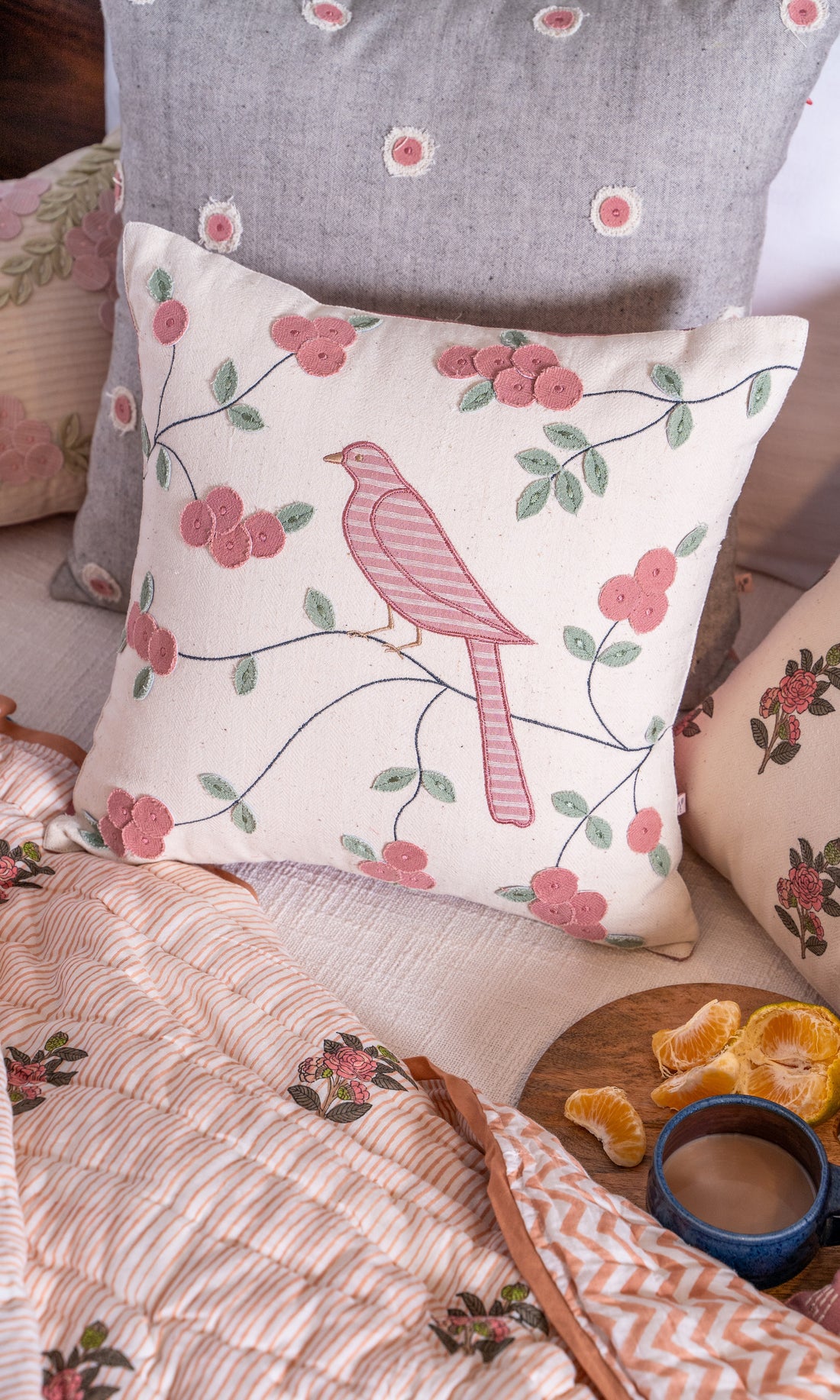 Birds of a feather Embroidered Cushions