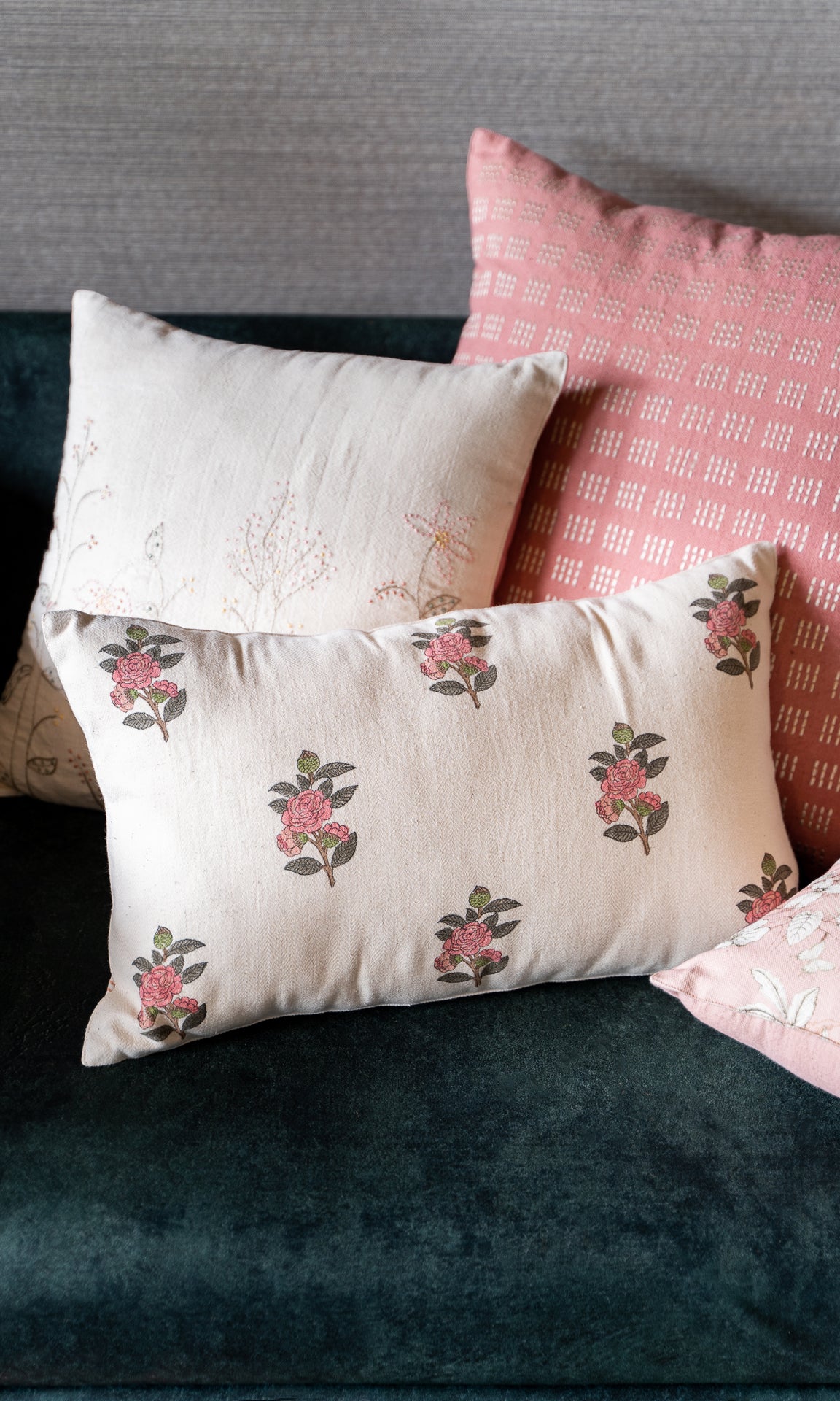 Block Rose Beauty Cushions in Beige