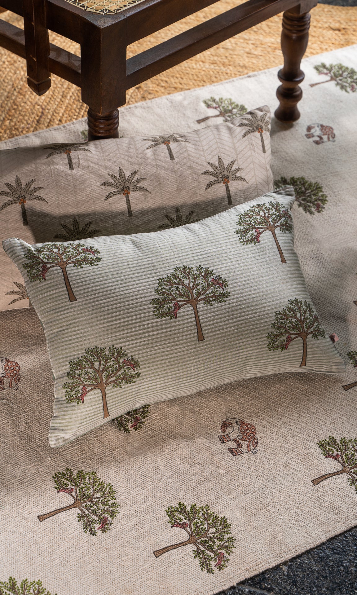 The Calm Palm Cushions in Grey
