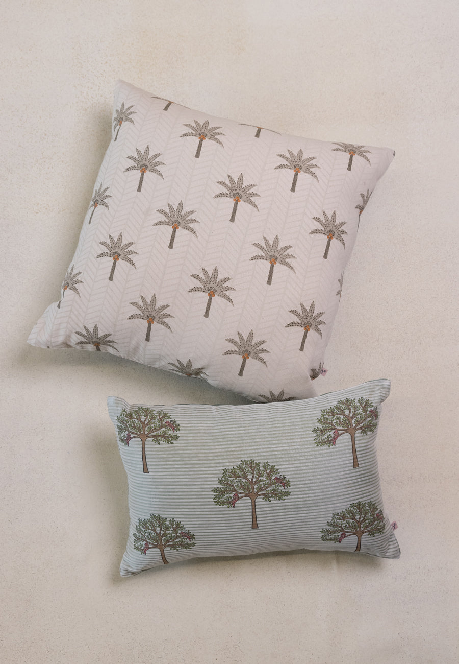 The Calm Palm Cushions in Grey