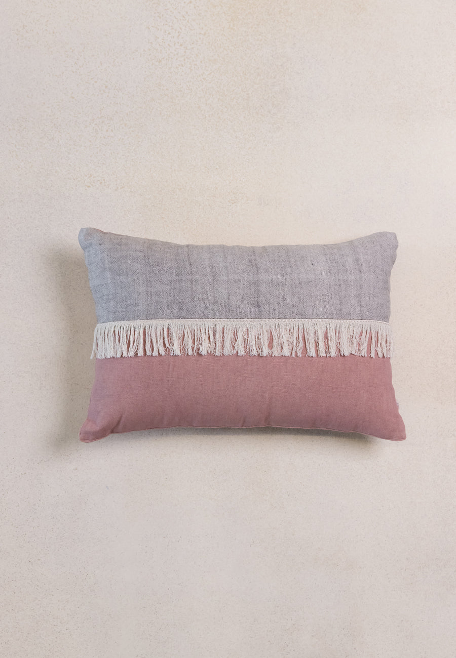 The Fringe Factor Cushions in Pink Grey