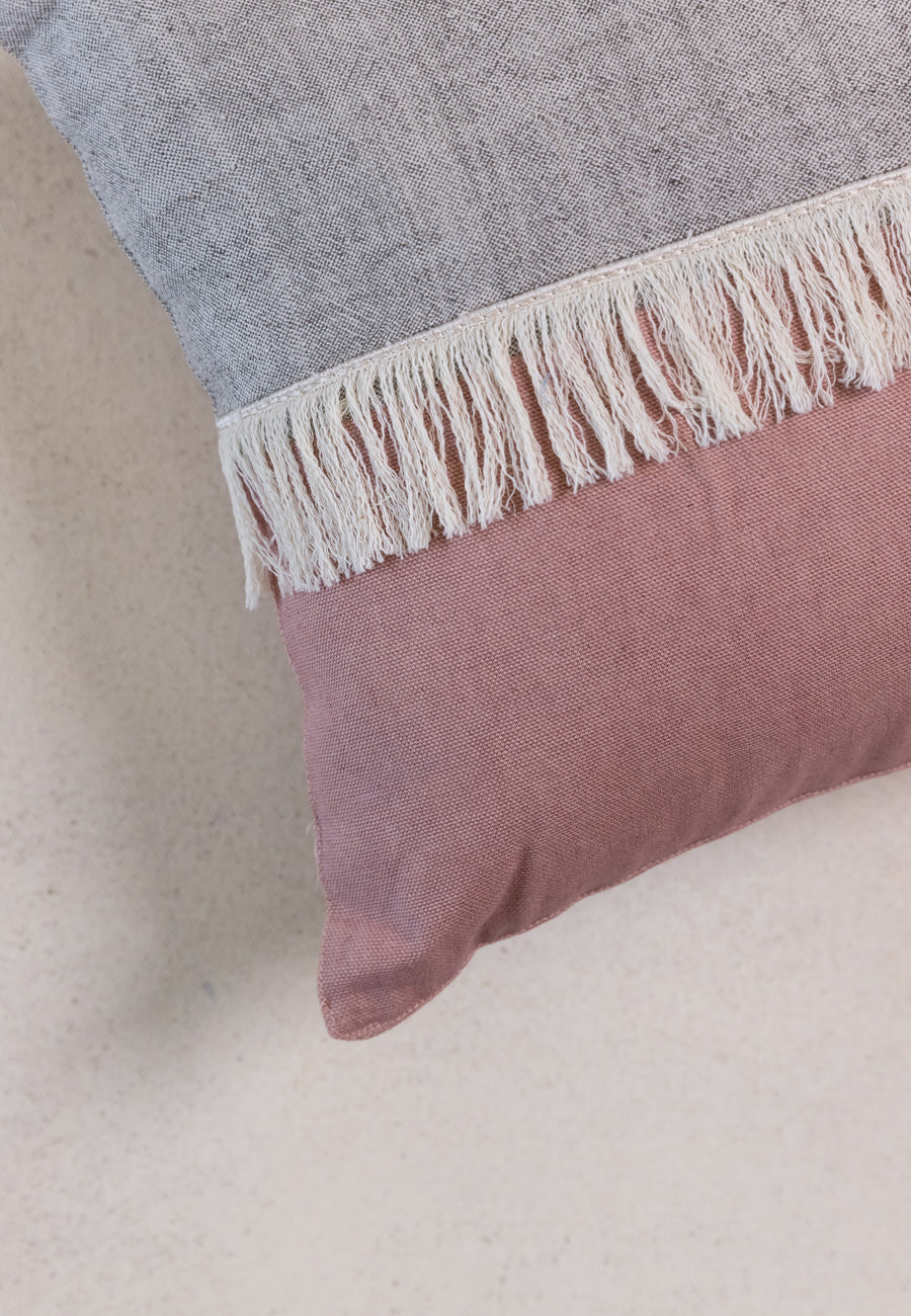 The Fringe Factor Cushions in Pink Grey