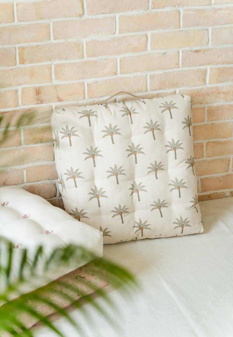 The Calm Palm  Floor Cushions in Grey