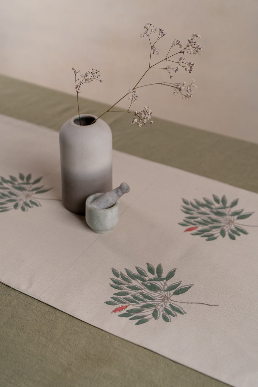 Gulmohar Table Runner with striped back