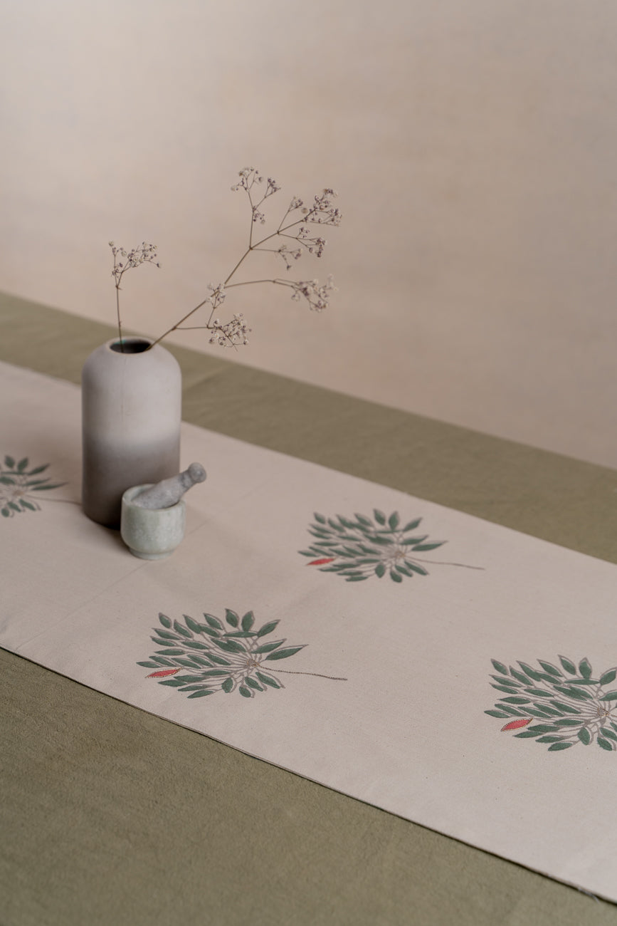 Gulmohar Table Runner with striped back