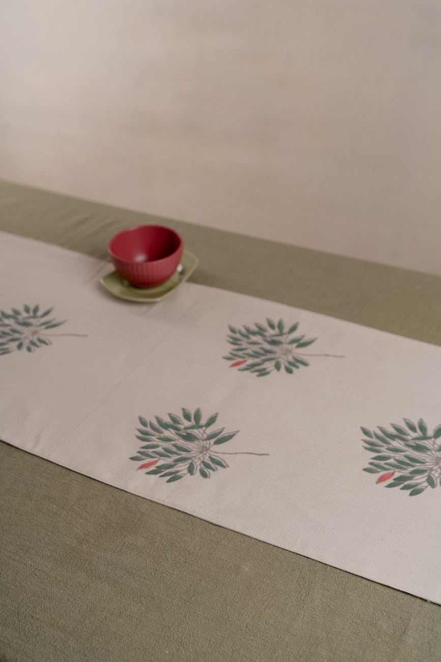 Gulmohar Table Runner with striped back