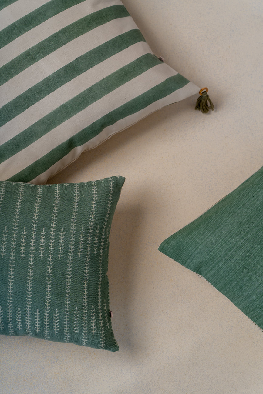 Sage green butti cushion cover