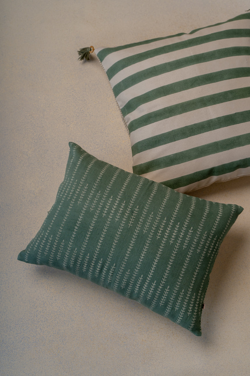Sage green butti cushion cover