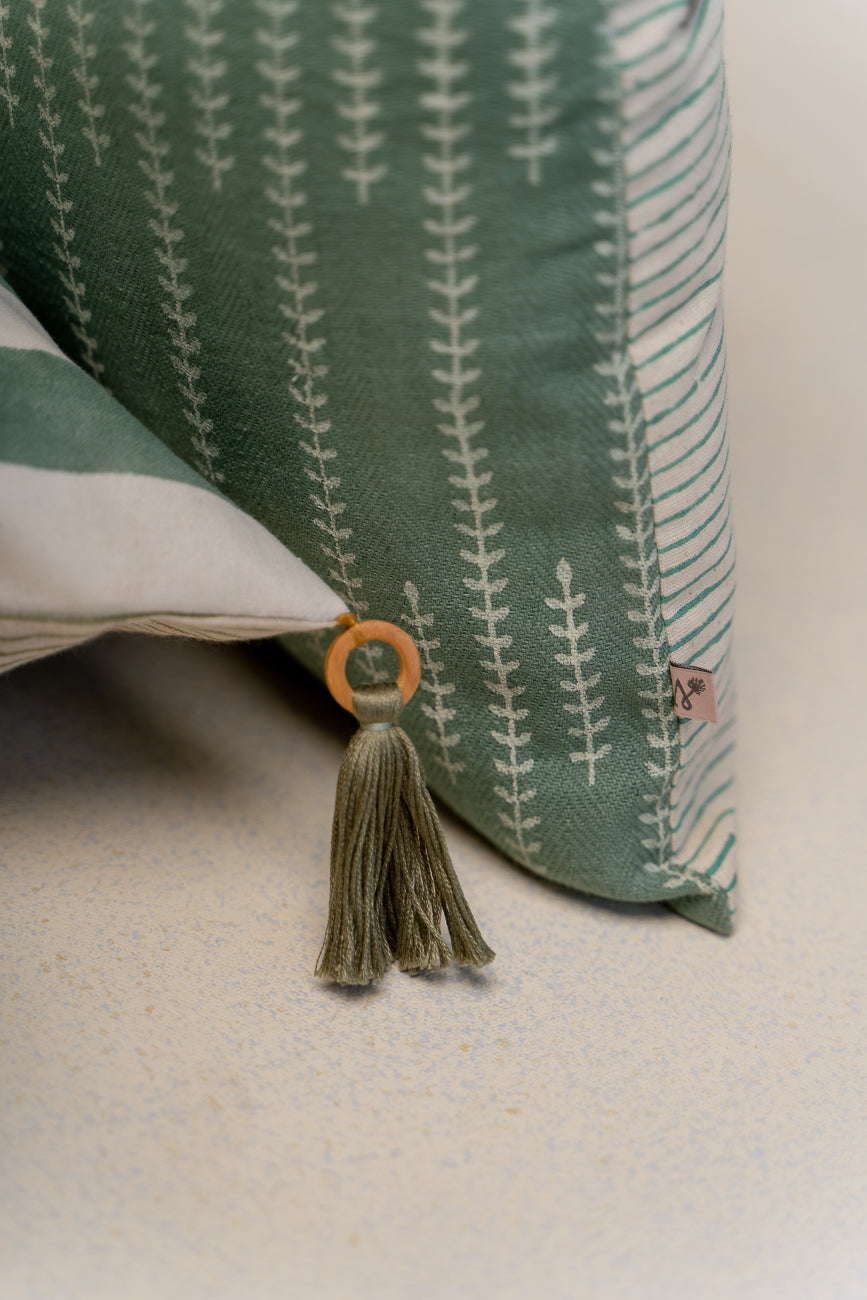 Sage green butti cushion cover