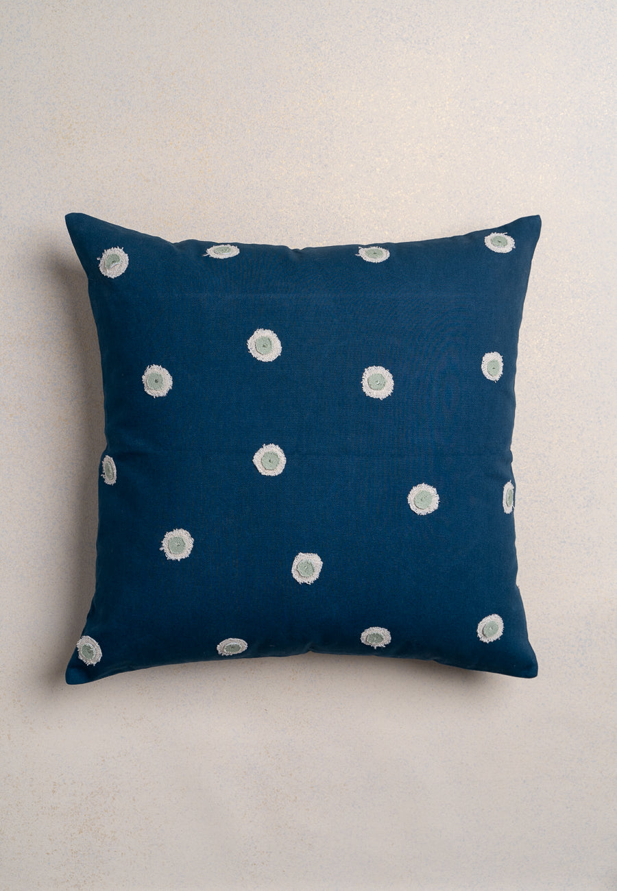 Punto-platonic Embroidered Cushions in Blue Green