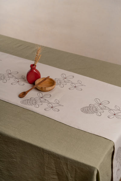 Firangipani table runner in grey