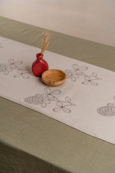 Firangipani table runner in grey