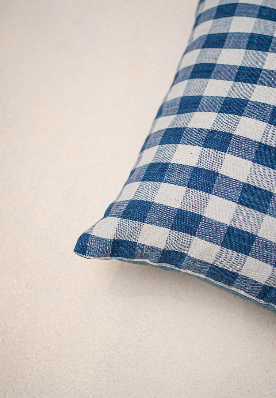 Indigo Checkered Cushion