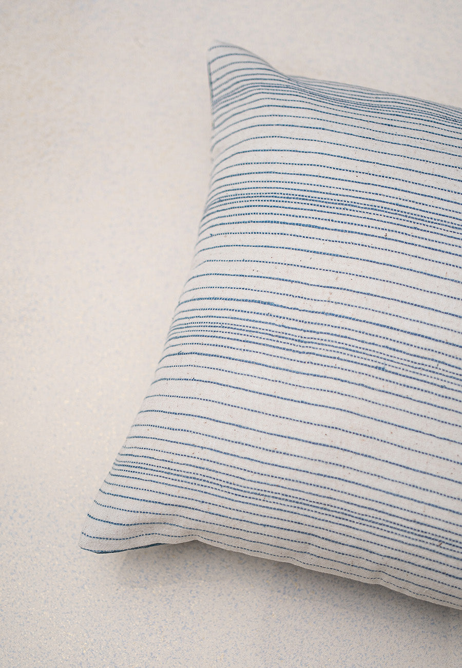 Kantha  Handwoven White Cushion